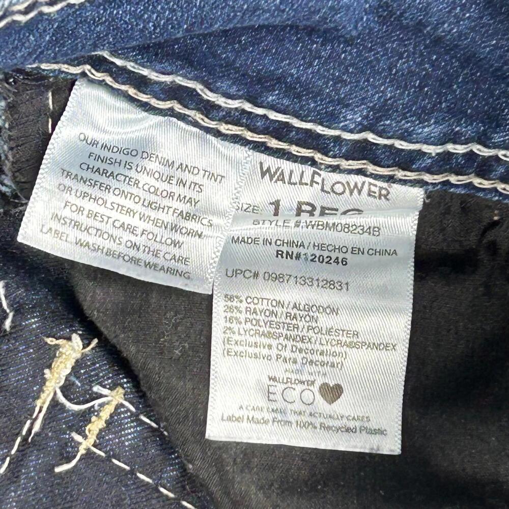 Wallflower Womens The Luscious Curvy Bootcut Jeans 1 Regular Blue Denim Classic - Picture 10 of 13